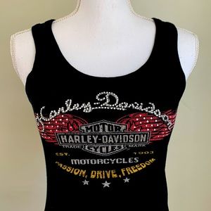 HARLEY-DAVIDSON Embellished Rhinestone Ribbed Tank Top